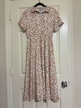 GENERATION Y White Dress with Tan Spot Print
